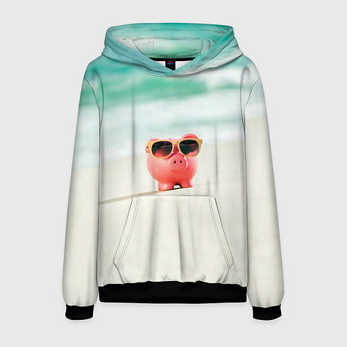 Мужская толстовка Свинка на отдыхе / 3D-Черный – фото 1