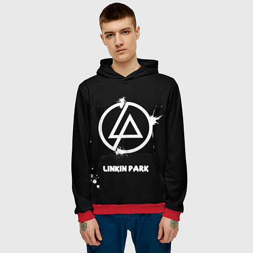 Мужская толстовка Linkin Park логотип краской / 3D-Красный – фото 3