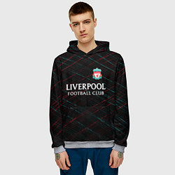 Толстовка-худи мужская Liverpool ливерпуль чёрточки, цвет: 3D-меланж — фото 2