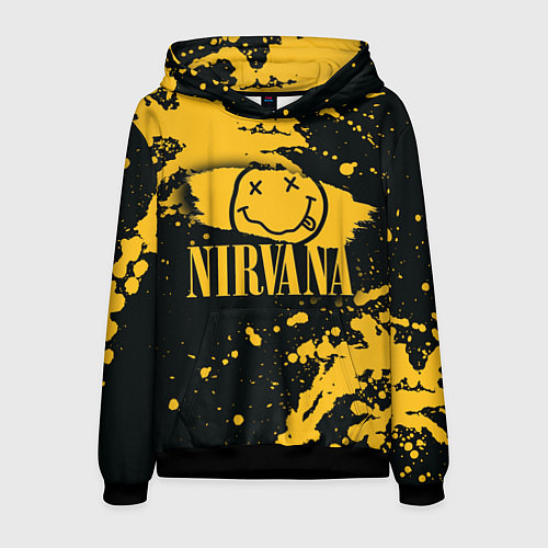 Мужская толстовка NIRVANA логотип и краска / 3D-Черный – фото 1