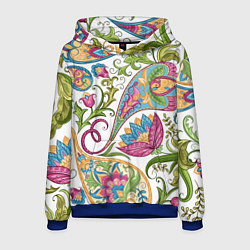 Толстовка-худи мужская Fashionable floral Oriental pattern Summer 2025, цвет: 3D-синий