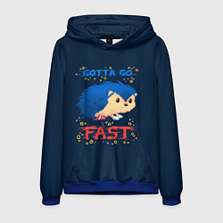 Толстовка-худи мужская Little Sonic gotta go fast, цвет: 3D-синий