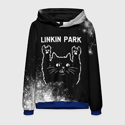 Толстовка-худи мужская Группа Linkin Park и Рок Кот, цвет: 3D-синий
