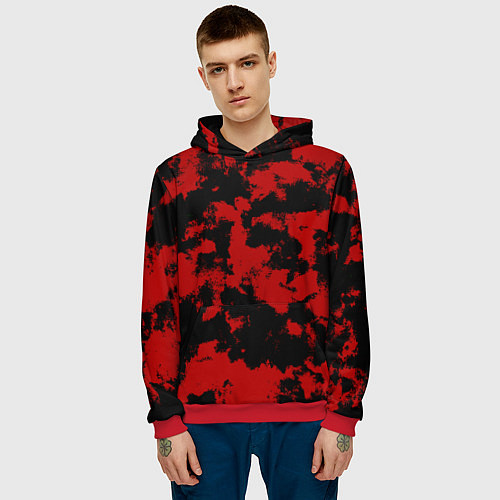 Мужская толстовка Черно-красная абстракция / 3D-Красный – фото 3