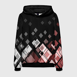 Толстовка-худи мужская Geometric pattern черно-коричневый узор Ромбы, цвет: 3D-черный