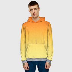 Толстовка-худи мужская Оранжевый, желтый градиент, цвет: 3D-меланж — фото 2