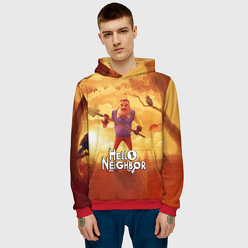 Мужская толстовка Hello Neighbor Привет сосед Сосед с лопатой / 3D-Красный – фото 3