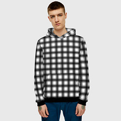 Толстовка-худи мужская Black and white trendy checkered pattern, цвет: 3D-черный — фото 2