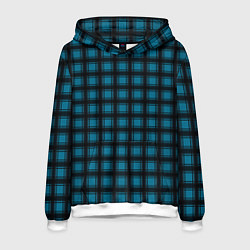 Толстовка-худи мужская Black and blue plaid, цвет: 3D-белый