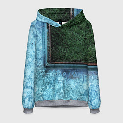 Толстовка-худи мужская Абстрактные лёд и трава - Синезелёный, цвет: 3D-меланж