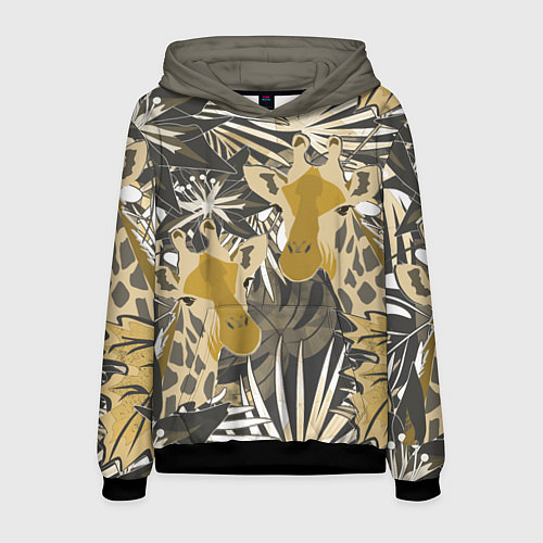 Мужская толстовка Жирафы в тропиках / 3D-Черный – фото 1