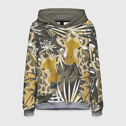 Толстовка-худи мужская Жирафы в тропиках, цвет: 3D-меланж