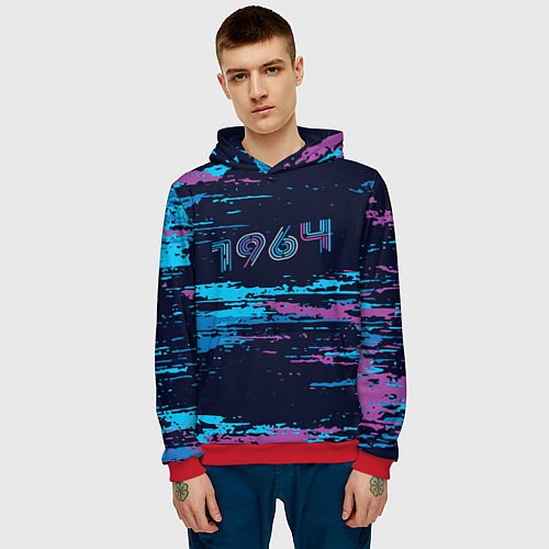 Мужская толстовка 1964 год рождения - НЕОН / 3D-Красный – фото 3