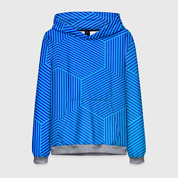 Толстовка-худи мужская Blue geometry линии, цвет: 3D-меланж