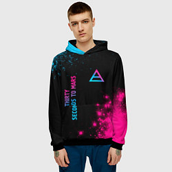 Толстовка-худи мужская Thirty Seconds to Mars Neon Gradient, цвет: 3D-черный — фото 2