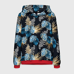Толстовка-худи мужская Свет неоновых листьев, цвет: 3D-красный