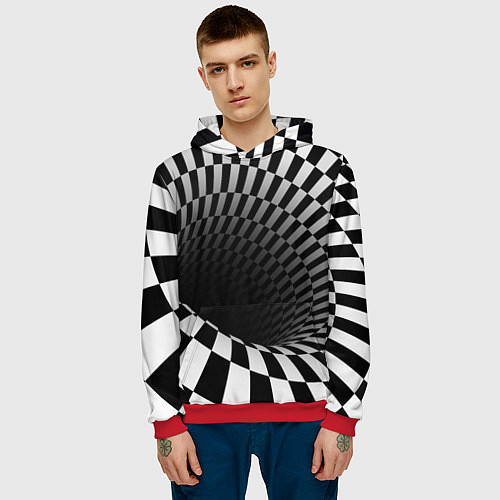 Мужская толстовка Портал - оптическая иллюзия / 3D-Красный – фото 3