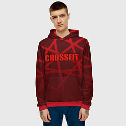 Толстовка-худи мужская CROSSFIT - КРАСНЫЕ ЛИНИИ, цвет: 3D-красный — фото 2