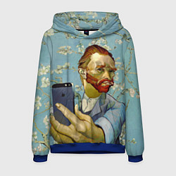 Толстовка-худи мужская Ван Гог Селфи - Арт Портрет, цвет: 3D-синий
