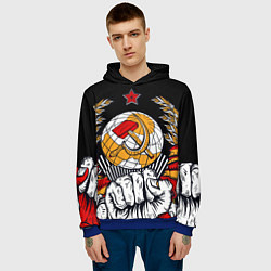 Толстовка-худи мужская Герб СССР на черном фоне, цвет: 3D-синий — фото 2