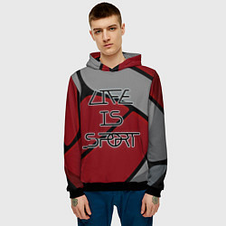 Толстовка-худи мужская Жизнь- это спорт, цвет: 3D-черный — фото 2