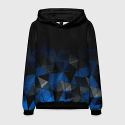 Толстовка-худи мужская Черно-синий геометрический, цвет: 3D-черный