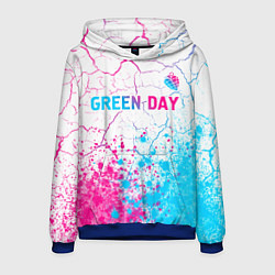 Толстовка-худи мужская Green Day neon gradient style: символ сверху, цвет: 3D-синий
