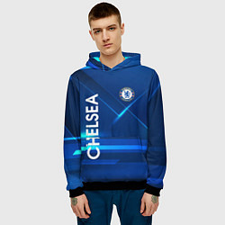 Толстовка-худи мужская Chelsea Синяя абстракция, цвет: 3D-черный — фото 2