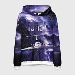 Толстовка-худи мужская Ту-154 Ночные полет, цвет: 3D-белый