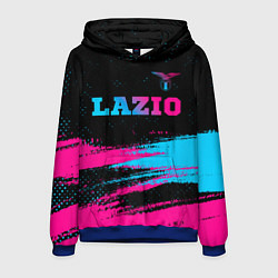 Толстовка-худи мужская Lazio - neon gradient: символ сверху, цвет: 3D-синий