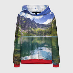 Толстовка-худи мужская Прозрачное горное озеро, цвет: 3D-красный