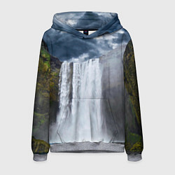 Толстовка-худи мужская Водопад Скогафосс, цвет: 3D-меланж