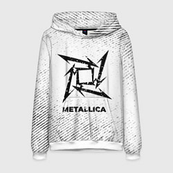 Толстовка-худи мужская Metallica с потертостями на светлом фоне, цвет: 3D-белый