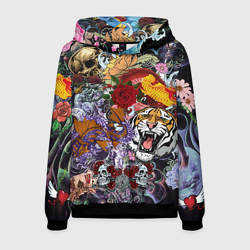 Мужская толстовка Рисунок в стиле tatoo / 3D-Черный – фото 1
