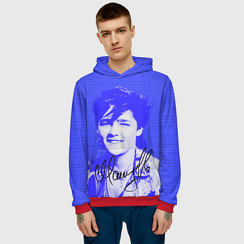 Мужская толстовка Юрий Шатунов в детстве - автограф / 3D-Красный – фото 3