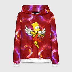 Толстовка-худи мужская Барт Симпсон стреляет из лука в сердце, цвет: 3D-белый