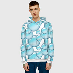 Толстовка-худи мужская Стеклянные голубые шарики марблс, цвет: 3D-белый — фото 2