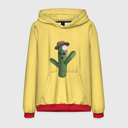Толстовка-худи мужская Кактус с шляпой, цвет: 3D-красный
