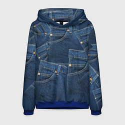 Толстовка-худи мужская Джинсовка jeans, цвет: 3D-синий