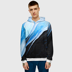Толстовка-худи мужская Тёмно-синий мрамор, цвет: 3D-белый — фото 2