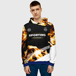 Толстовка-худи мужская Sporting legendary sport fire, цвет: 3D-синий — фото 2