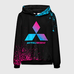 Толстовка-худи мужская Mitsubishi - neon gradient, цвет: 3D-черный