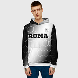 Толстовка-худи мужская Roma sport на светлом фоне: символ сверху, цвет: 3D-белый — фото 2