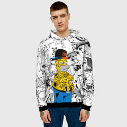 Толстовка-худи мужская Гомер Симпсон - ярый головорез!, цвет: 3D-черный — фото 2