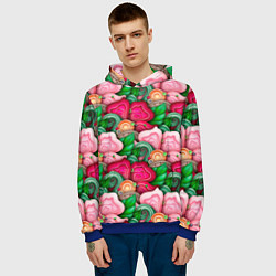 Толстовка-худи мужская Калейдоскоп из листьев, цвет: 3D-синий — фото 2