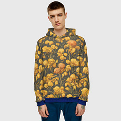 Толстовка-худи мужская Цветы в викторианском стиле, цвет: 3D-синий — фото 2