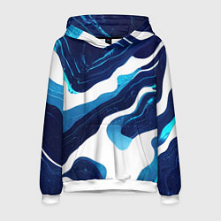 Толстовка-худи мужская Синие разводы краски, цвет: 3D-белый