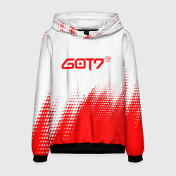 Толстовка-худи мужская Got7 - красная абстракция, цвет: 3D-черный
