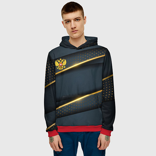 Мужская толстовка Russia luxury gold / 3D-Красный – фото 3