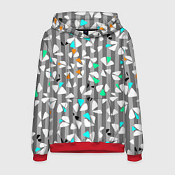 Толстовка-худи мужская Abstract pattern on striped gray background, цвет: 3D-красный